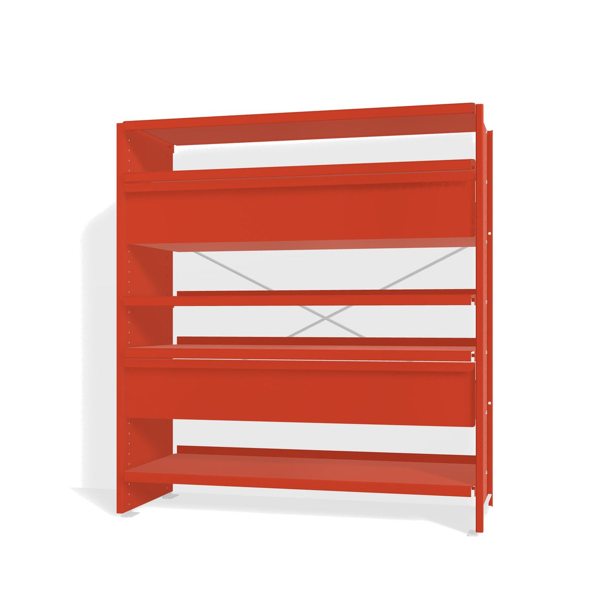Lehni Aluminium Shelf System Highboard, with two drawers - Vermilion - Lehni