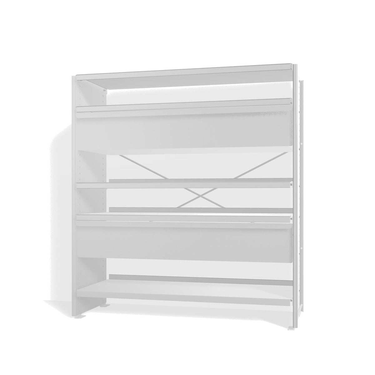Lehni Aluminium Shelf System Highboard, with two drawers - Colorless Anodized - Lehni