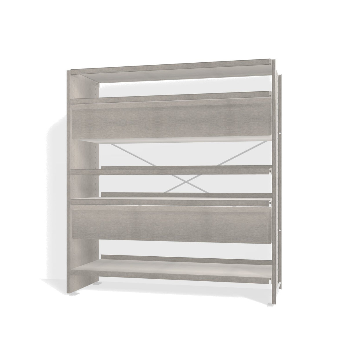 Lehni Aluminium Shelf System Highboard, with two drawers - Brushed Aluminum - Lehni