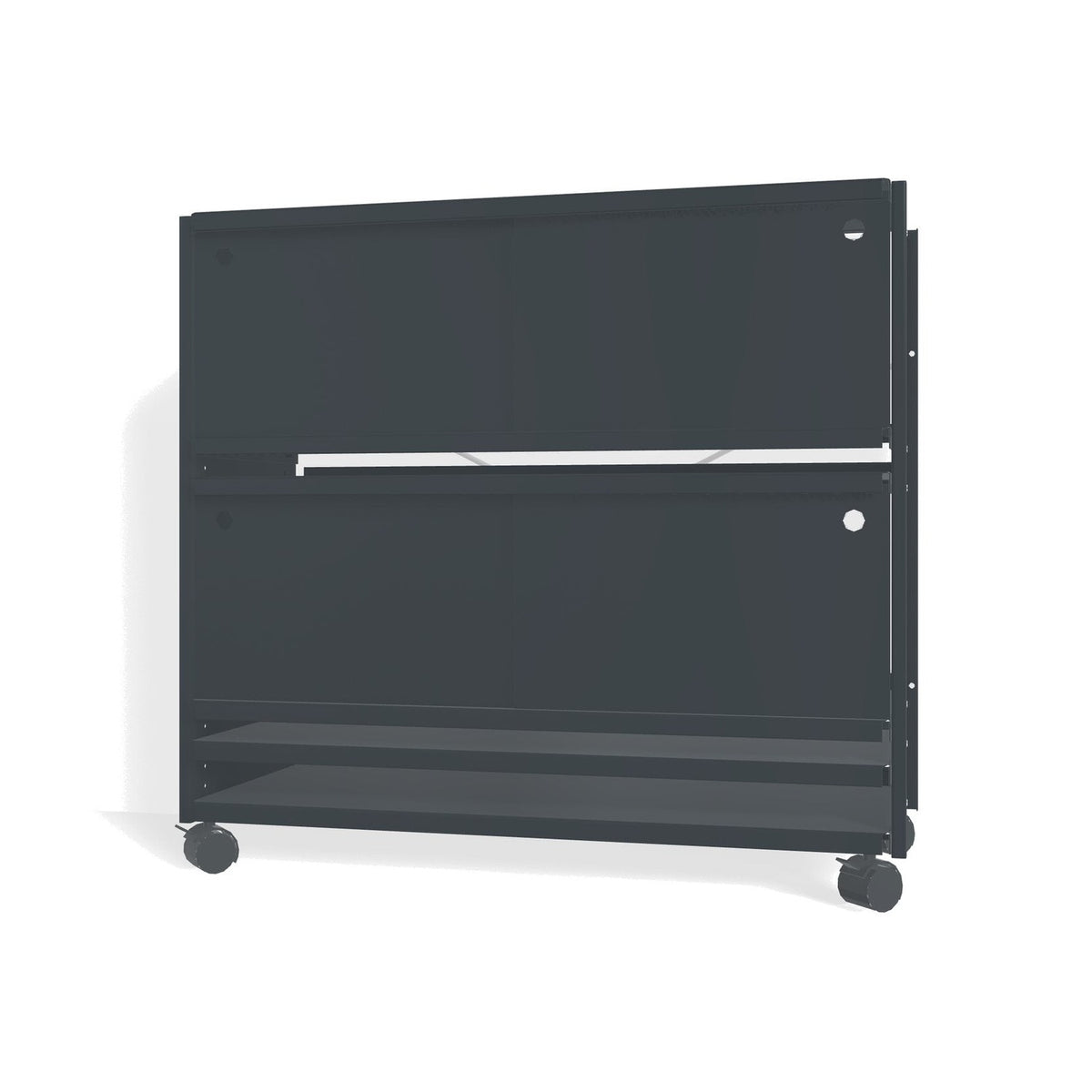 Lehni Aluminium Shelf System Lowboard, with sliding doors, on casters - Anthracite - Lehni