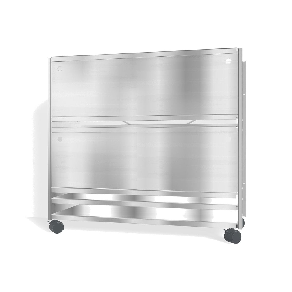 Lehni Aluminium Shelf System Lowboard, with sliding doors, on casters - Blank Aluminum - Lehni