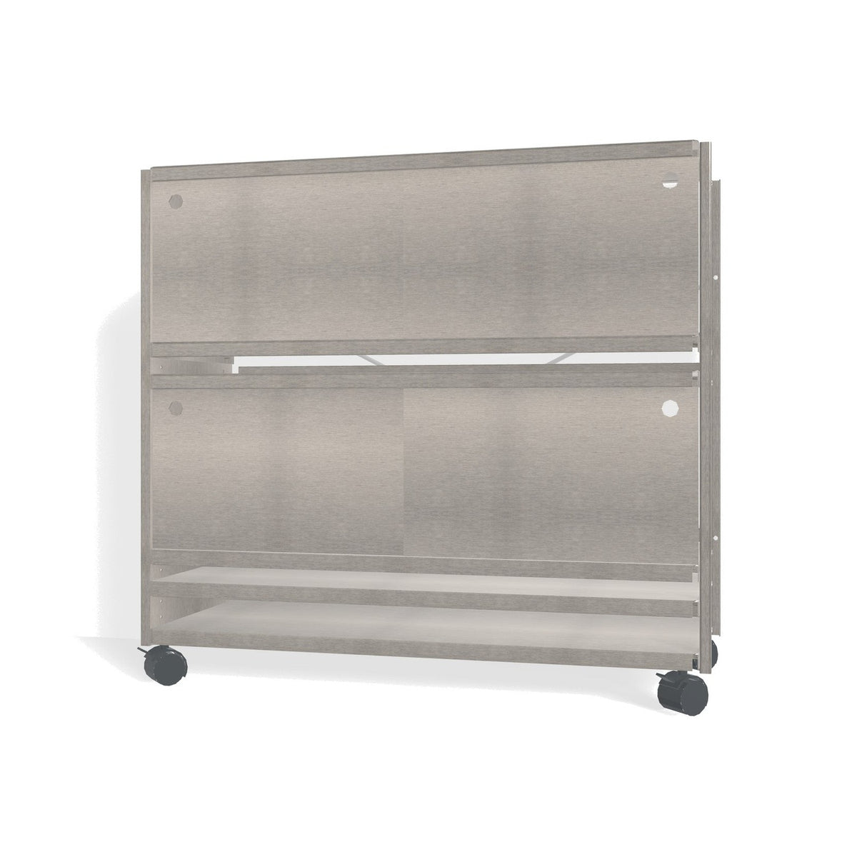 Lehni Aluminium Shelf System Lowboard, with sliding doors, on casters - Brushed Aluminum - Lehni