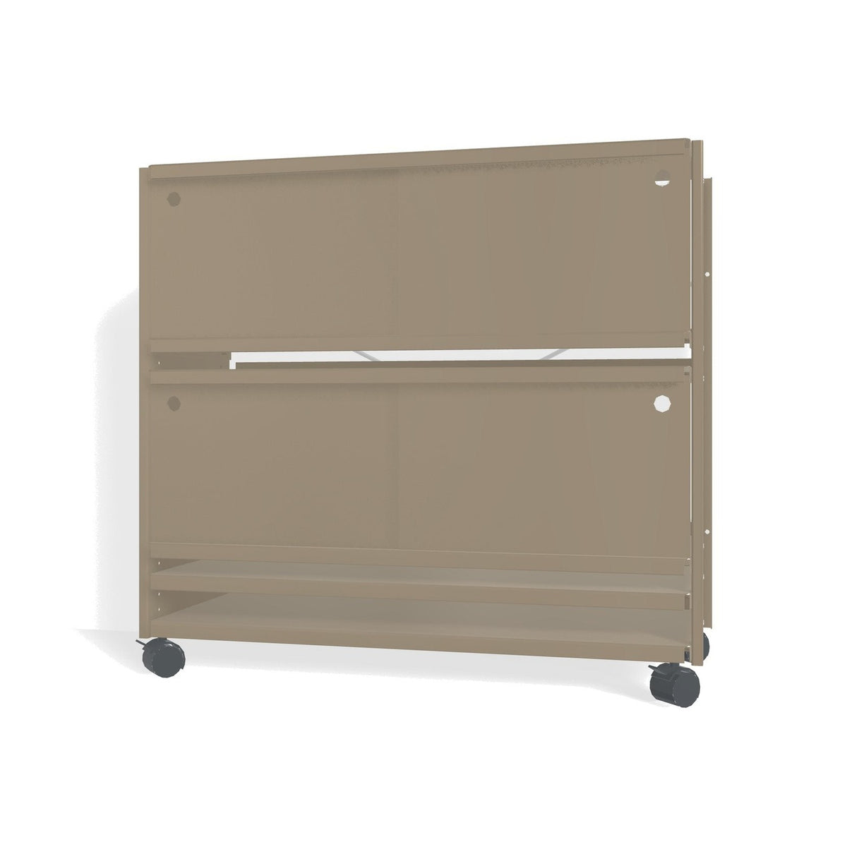 Lehni Aluminium Shelf System Lowboard, with sliding doors, on casters - Pearl Beige - Lehni