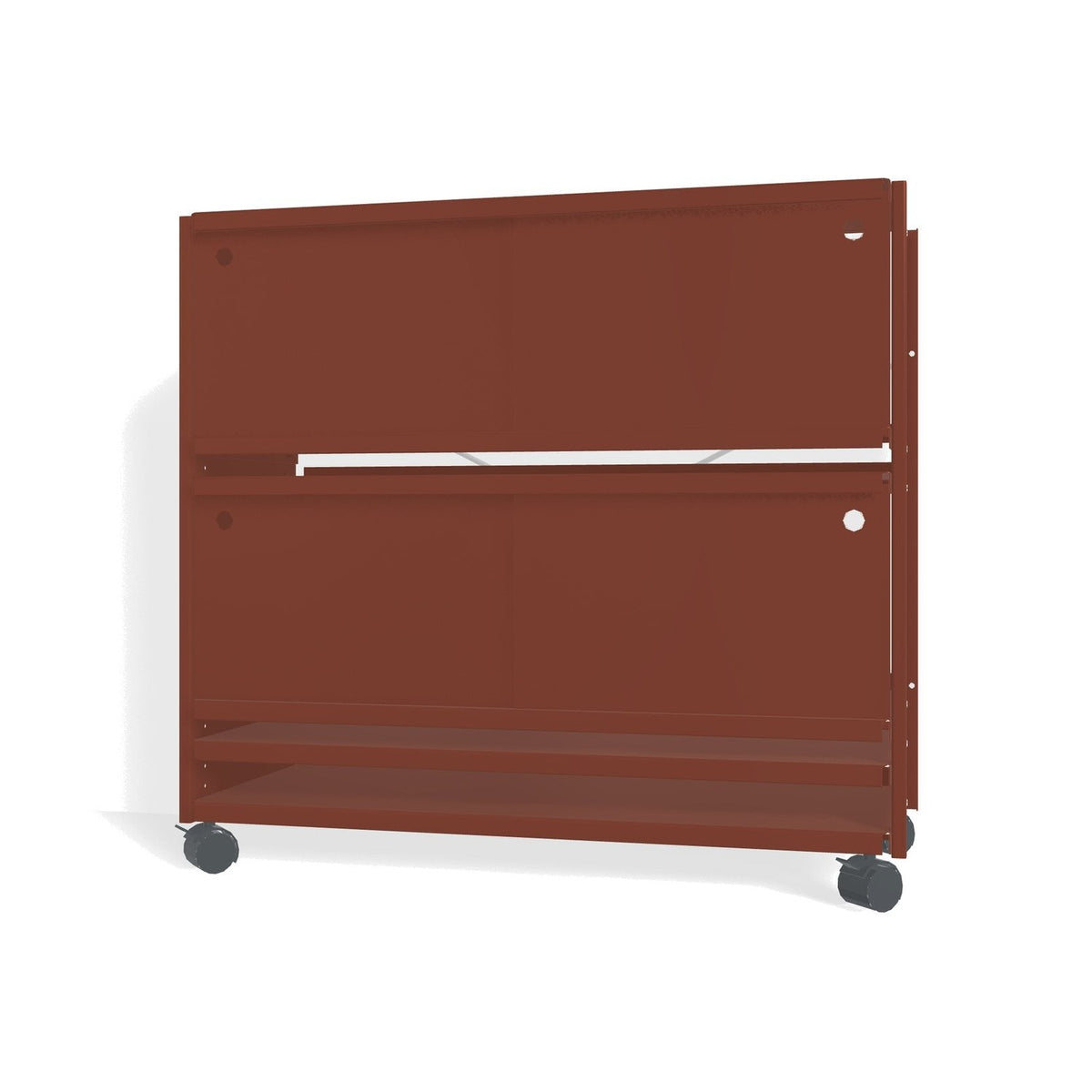 Lehni Aluminium Shelf System Lowboard, with sliding doors, on casters - Pearl Copper - Lehni