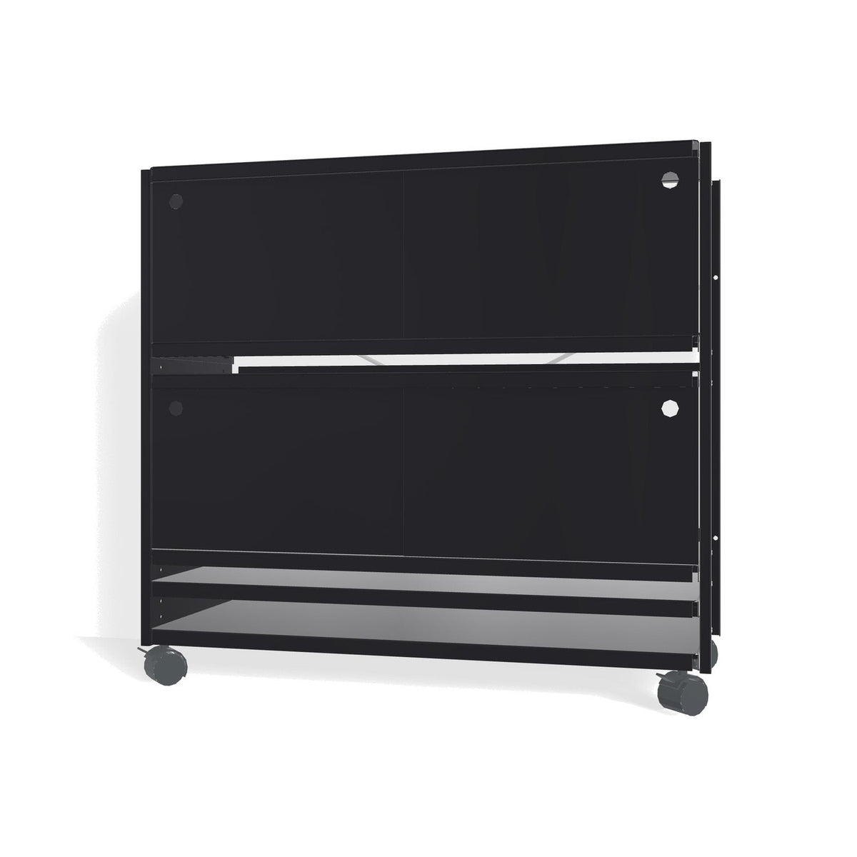 Lehni Aluminium Shelf System Lowboard, with sliding doors, on casters - Black - Lehni
