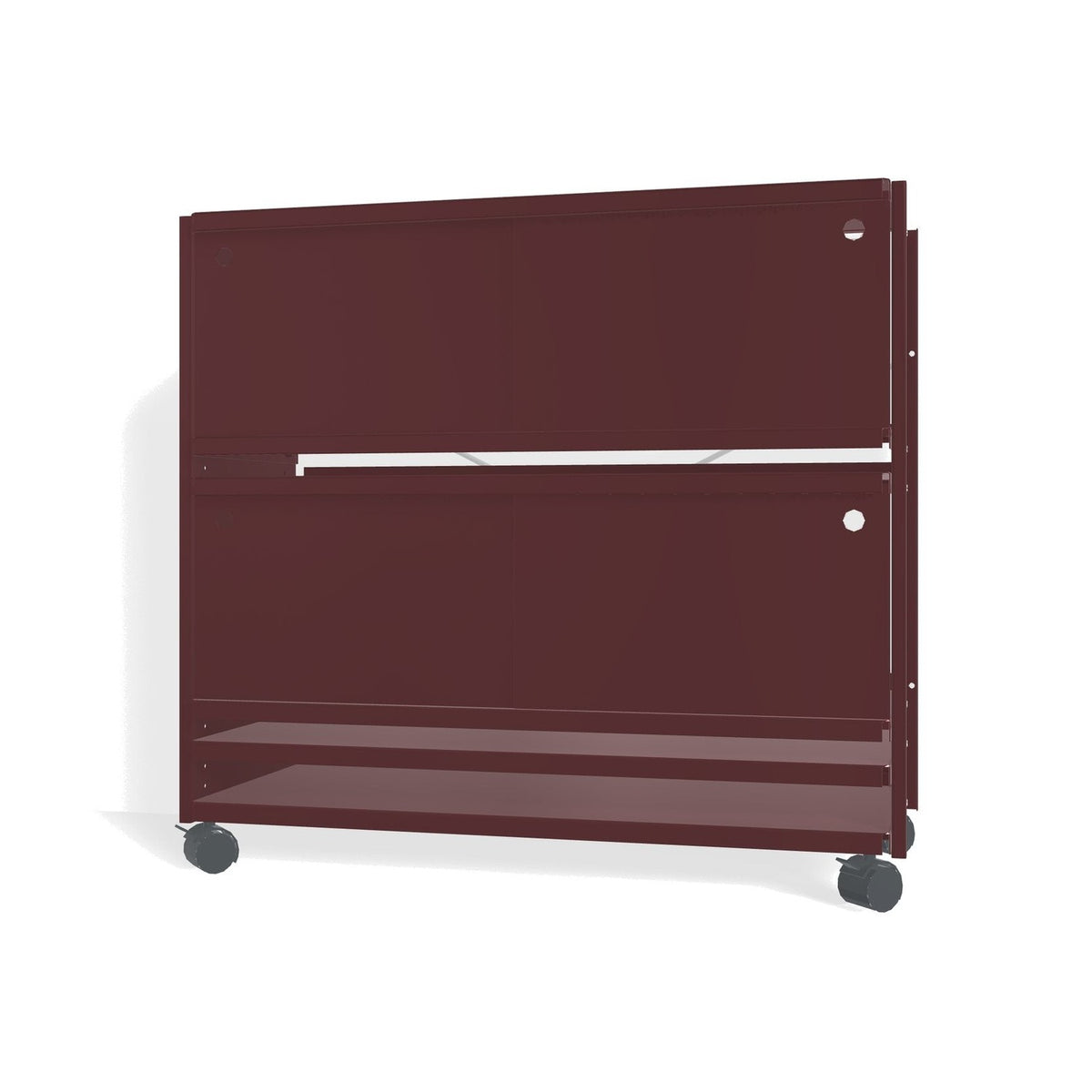 Lehni Aluminium Shelf System Lowboard, with sliding doors, on casters - Black Red - Lehni