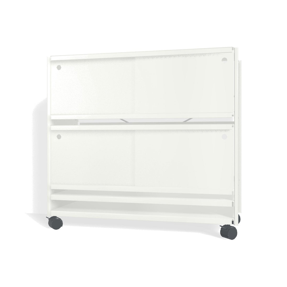 Lehni Aluminium Shelf System Lowboard, with sliding doors, on casters - Signal White - Lehni
