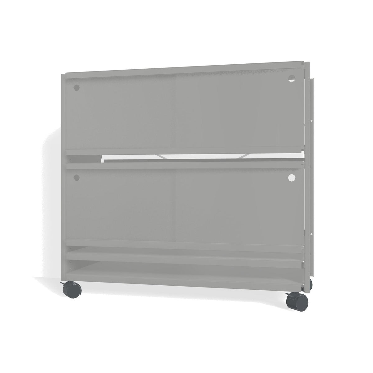 Lehni Aluminium Shelf System Lowboard, with sliding doors, on casters - White Aluminum - Lehni