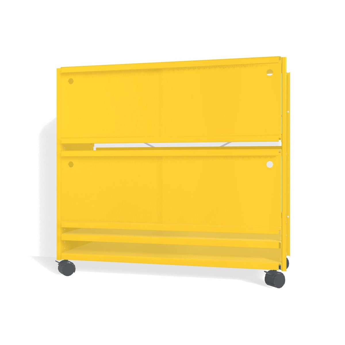 Lehni Aluminium Shelf System Lowboard, with sliding doors, on casters - Zinc Yellow - Lehni