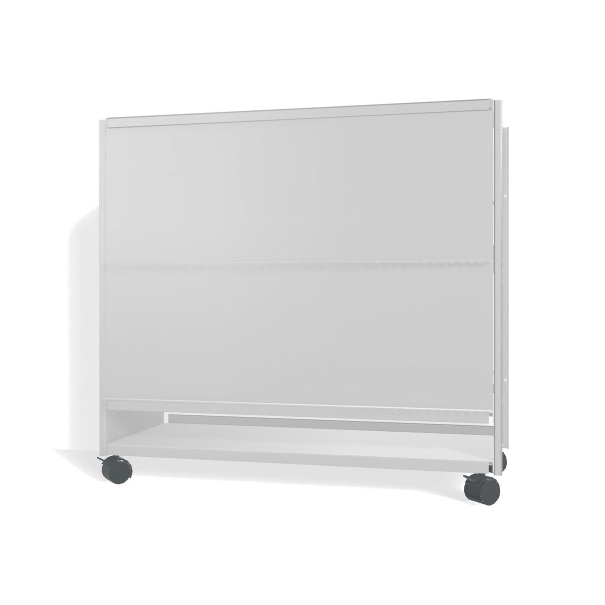 Lehni Aluminium Shelf System Lowboard, with slide-in doors, on casters - Colorless Anodized - Lehni