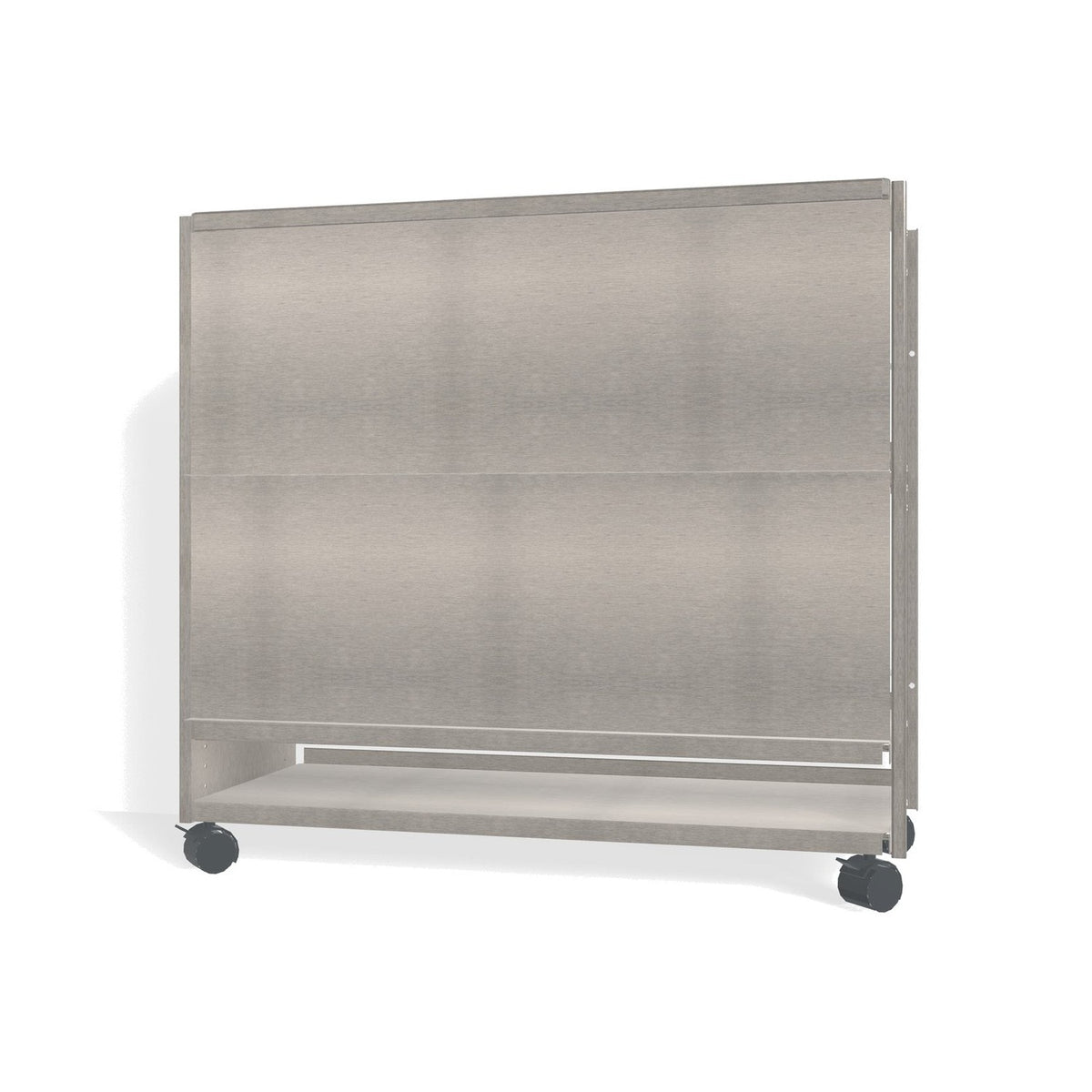Lehni Aluminium Shelf System Lowboard, with slide-in doors, on casters - Brushed Aluminum - Lehni
