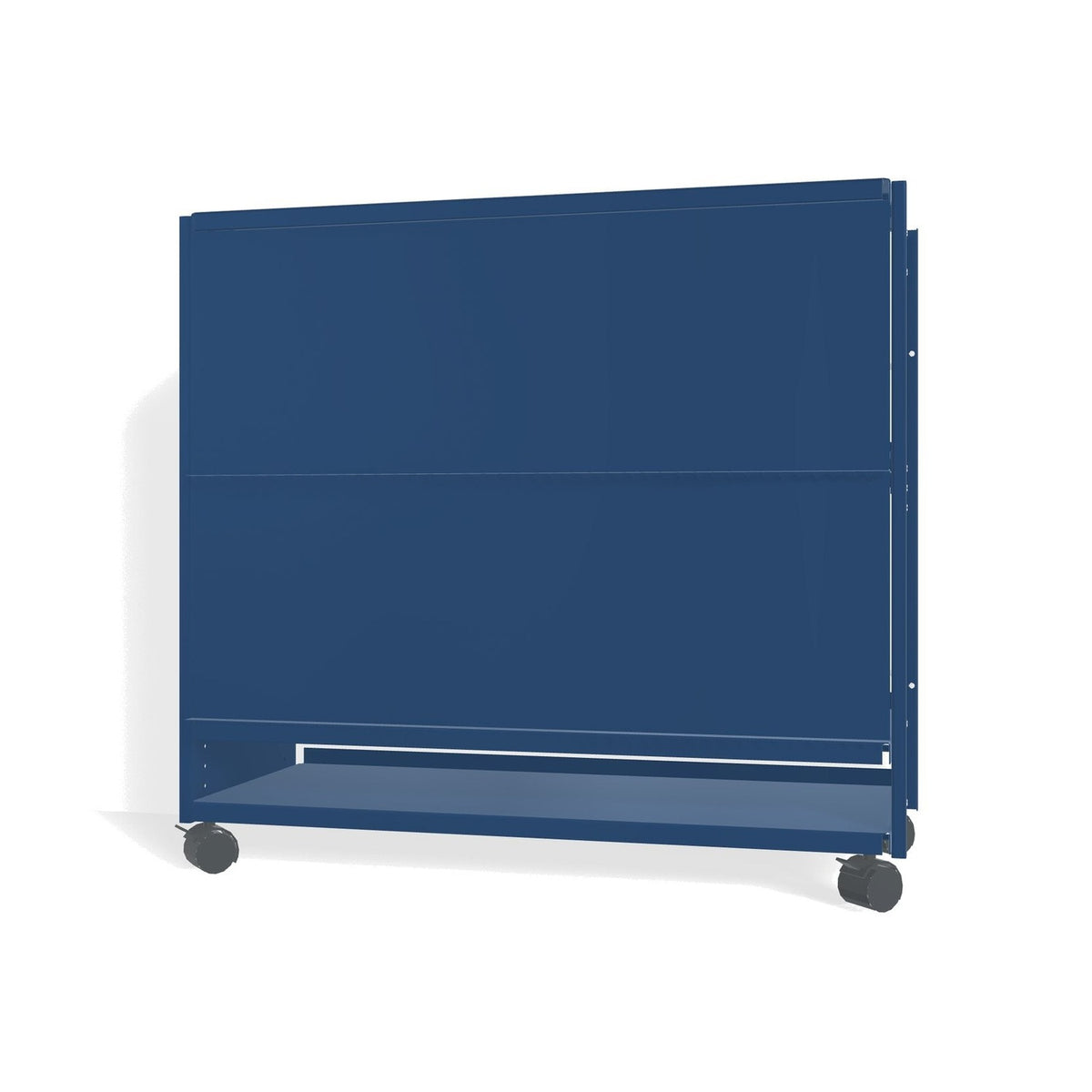 Lehni Aluminium Shelf System Lowboard, with slide-in doors, on casters - Lehni Blue - Lehni