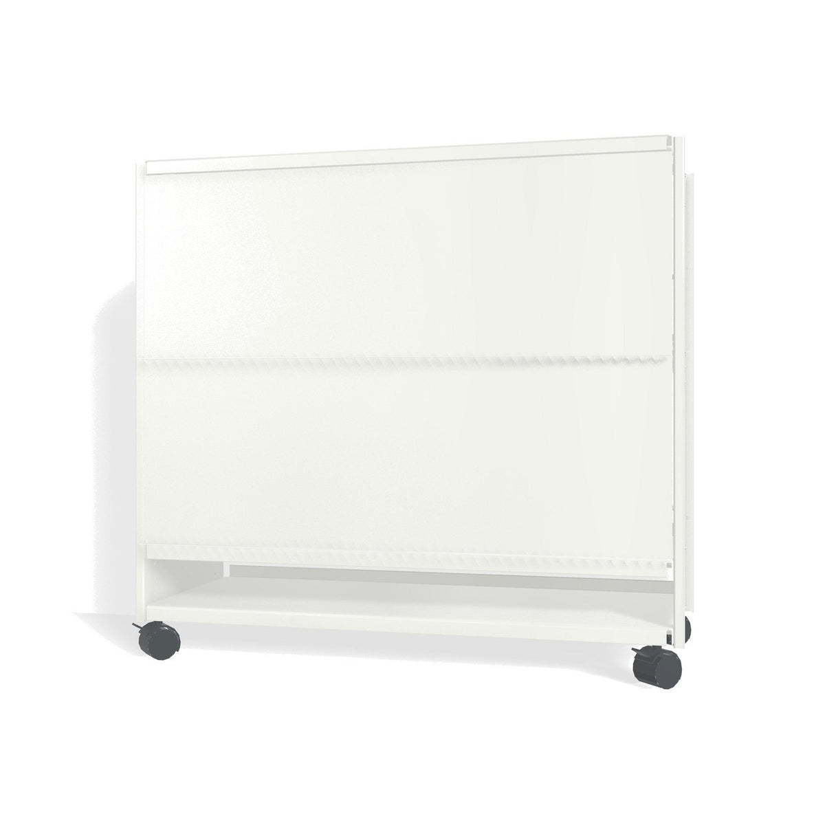 Lehni Aluminium Shelf System Lowboard, with slide-in doors, on casters - Signal White - Lehni
