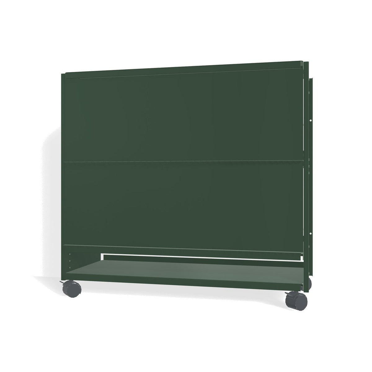 Lehni Aluminium Shelf System Lowboard, with slide-in doors, on casters - Fir Green - Lehni