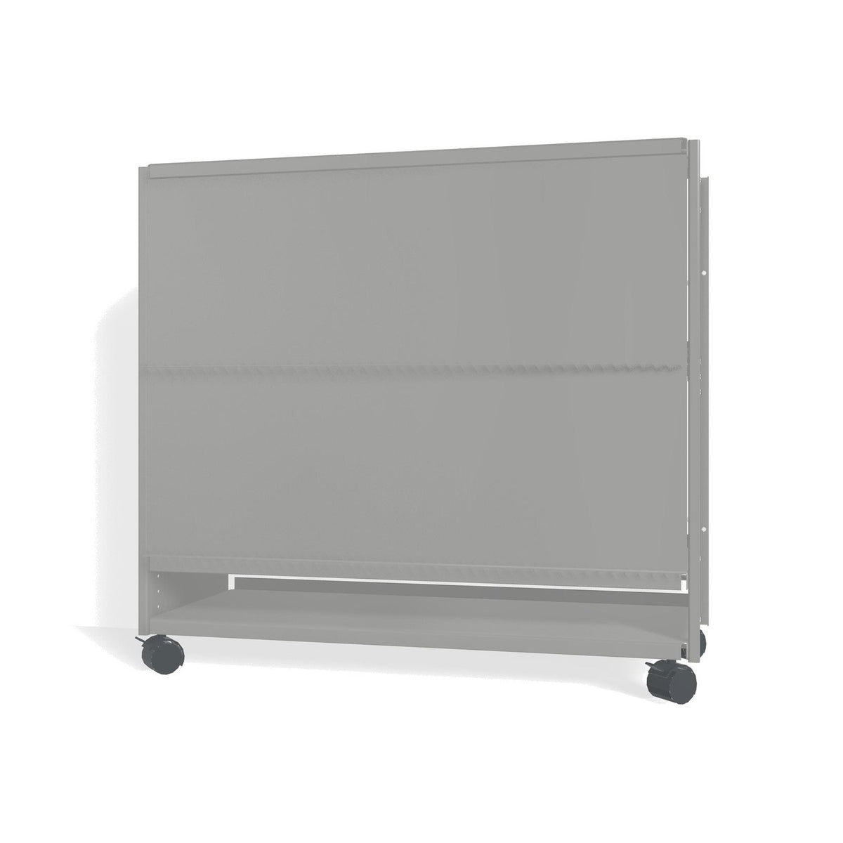 Lehni Aluminium Shelf System Lowboard, with slide-in doors, on casters - White Aluminum - Lehni