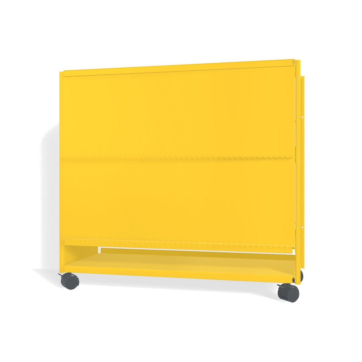 Lehni Aluminium Shelf System Lowboard, with slide-in doors, on casters - Zinc Yellow - Lehni