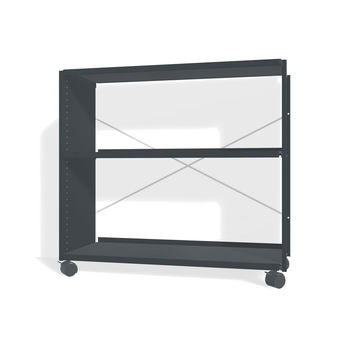 Lehni Aluminium Shelf System Lowboard, open, on casters - Anthracite - Lehni