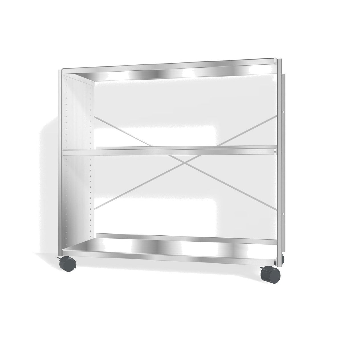 Lehni Aluminium Shelf System Lowboard, open, on casters - Blank Aluminum - Lehni