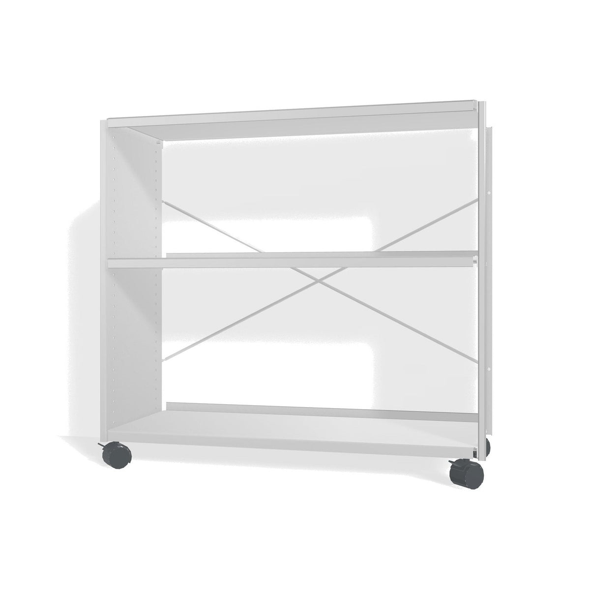 Lehni Aluminium Shelf System Lowboard, open, on casters - Colorless Anodized - Lehni