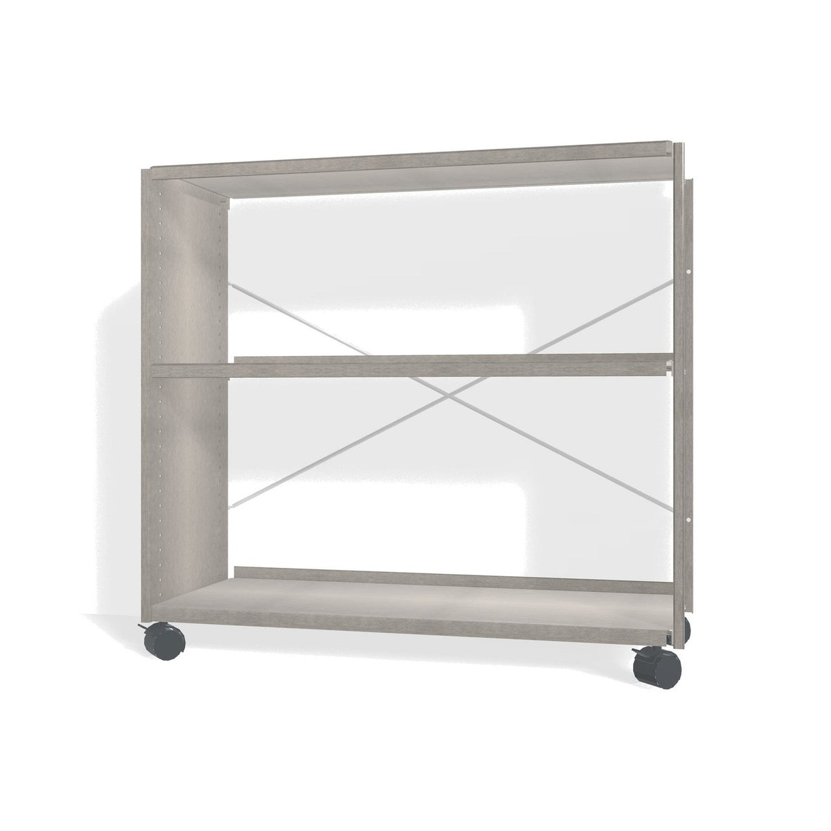 Lehni Aluminium Shelf System Lowboard, open, on casters - Brushed Aluminum - Lehni