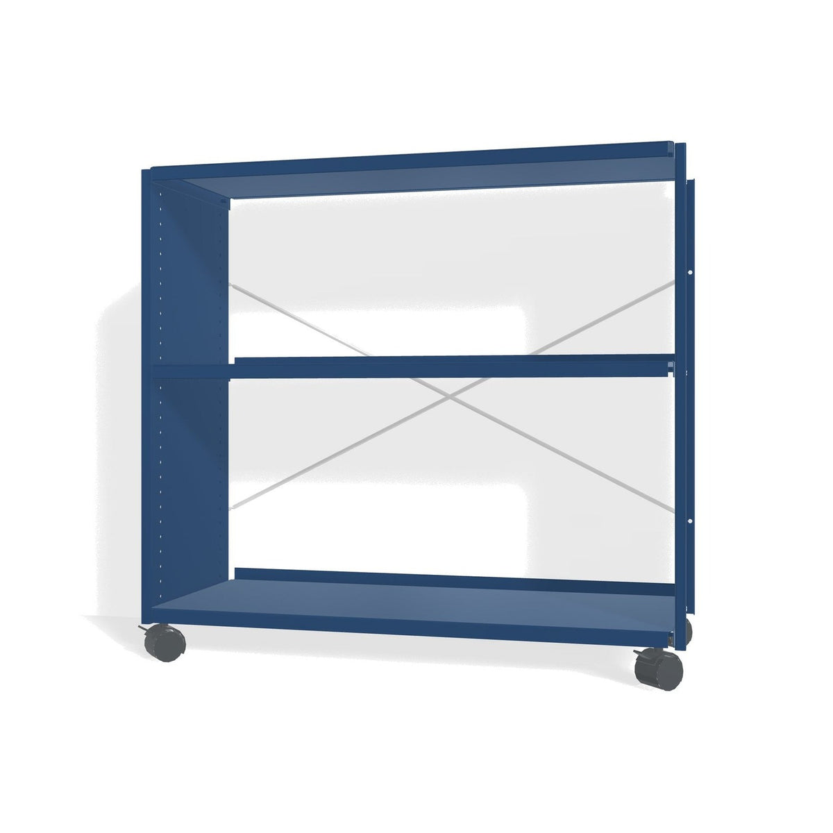 Lehni Aluminium Shelf System Lowboard, open, on casters - Lehni Blue - Lehni
