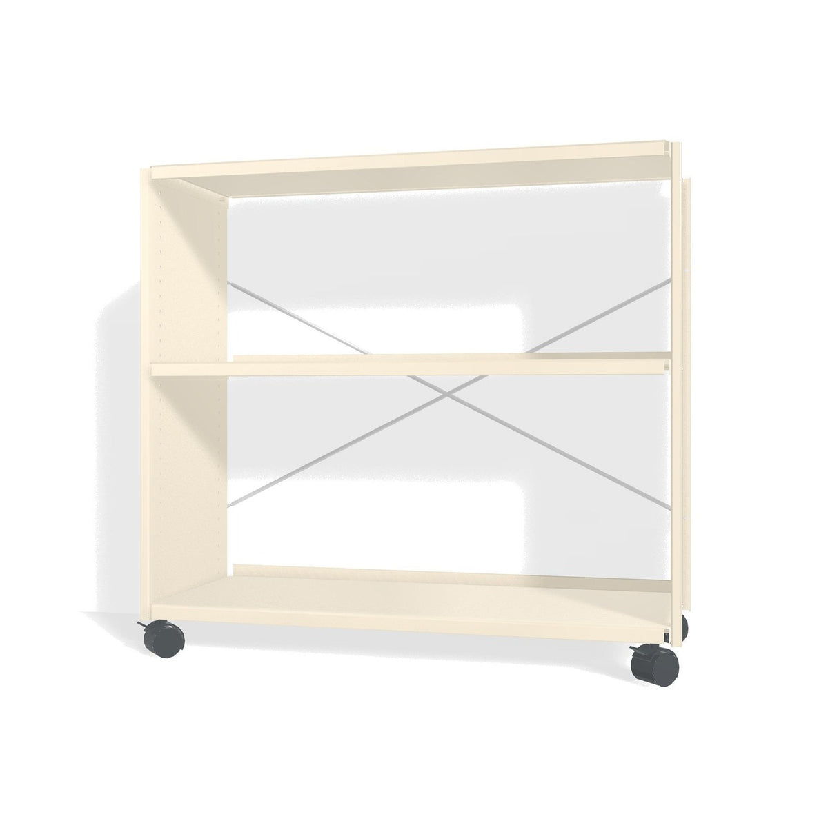 Lehni Aluminium Shelf System Lowboard, open, on casters - Pearl White - Lehni
