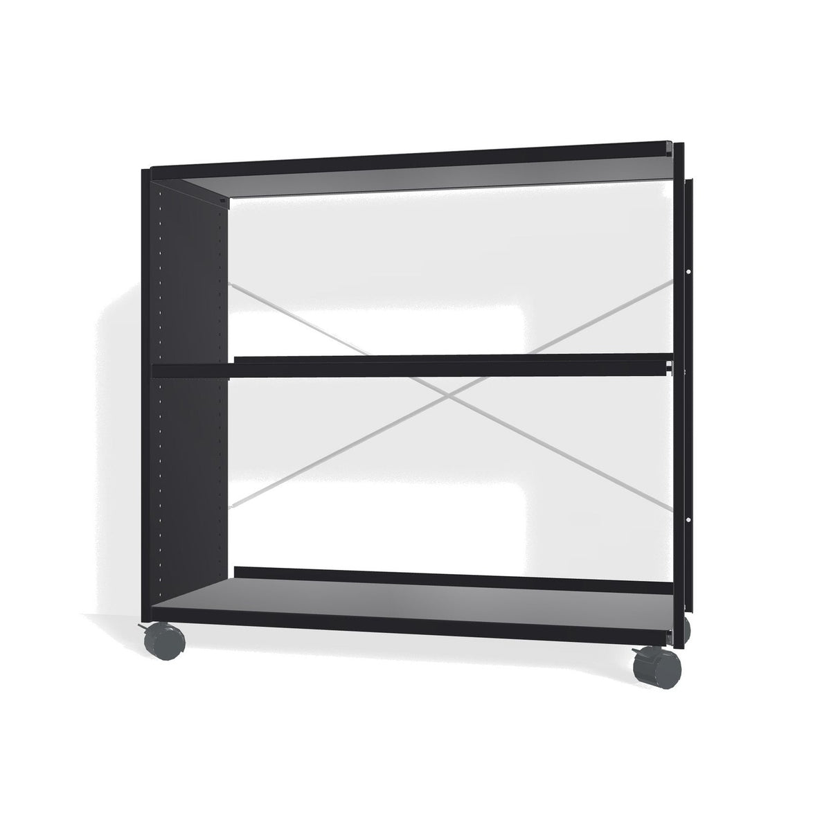 Lehni Aluminium Shelf System Lowboard, open, on casters - Black - Lehni