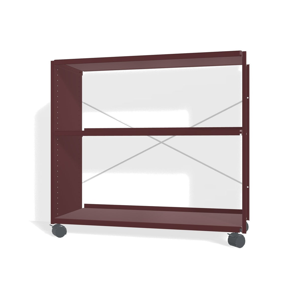 Lehni Aluminium Shelf System Lowboard, open, on casters - Black Red - Lehni