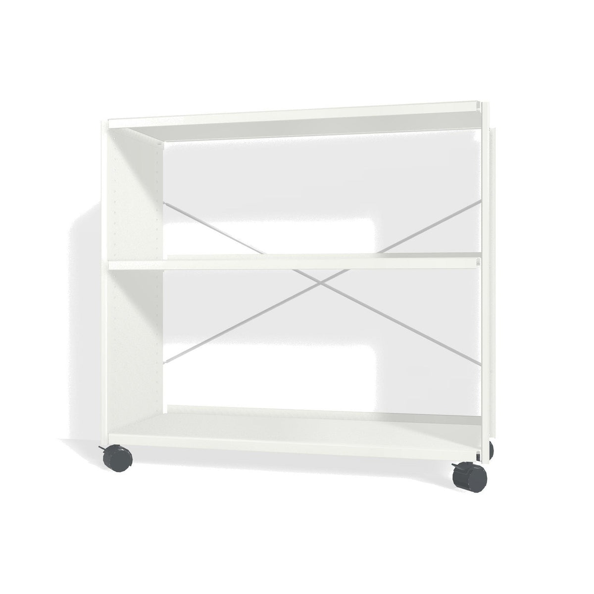 Lehni Aluminium Shelf System Lowboard, open, on casters - Signal White - Lehni