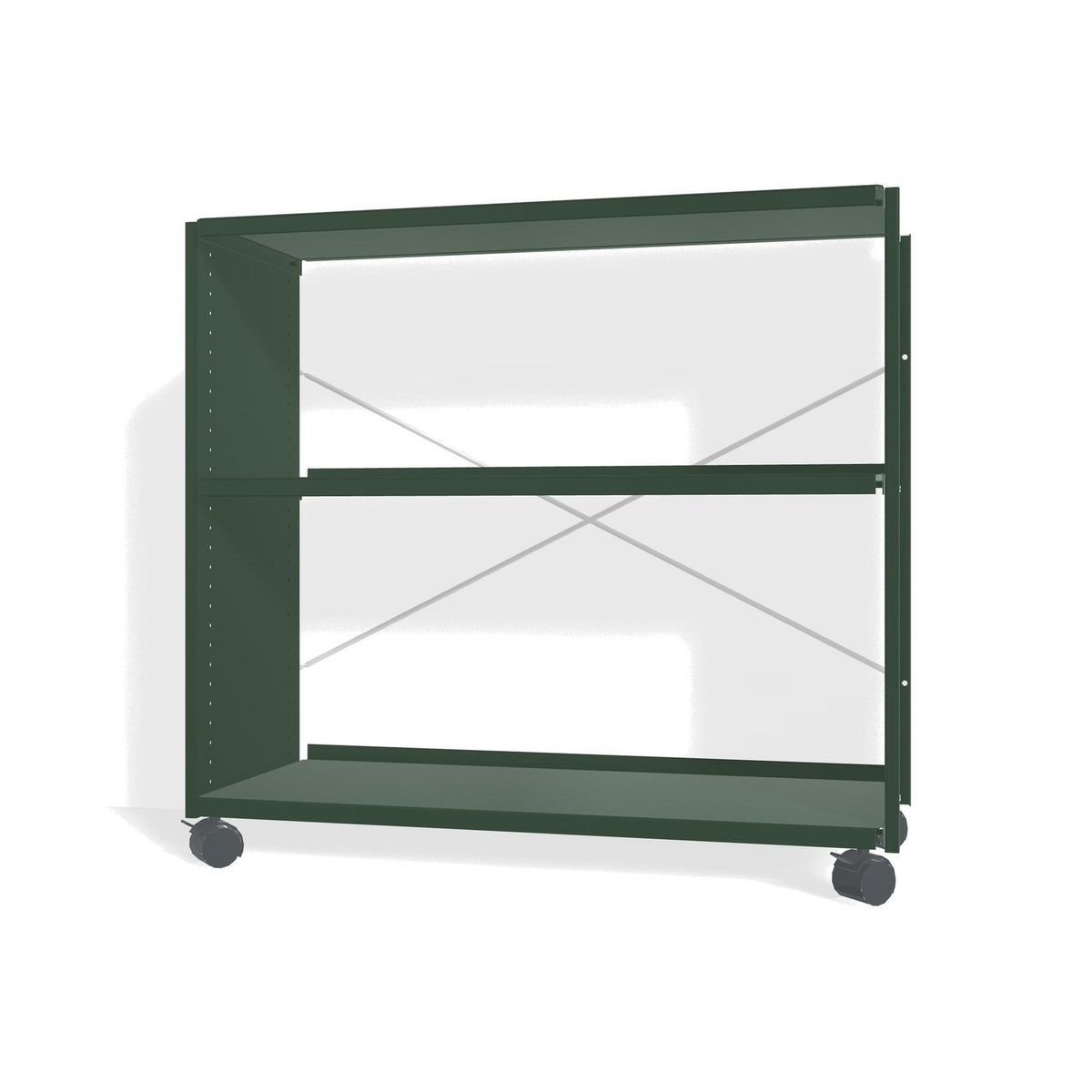 Lehni Aluminium Shelf System Lowboard, open, on casters - Fir Green - Lehni