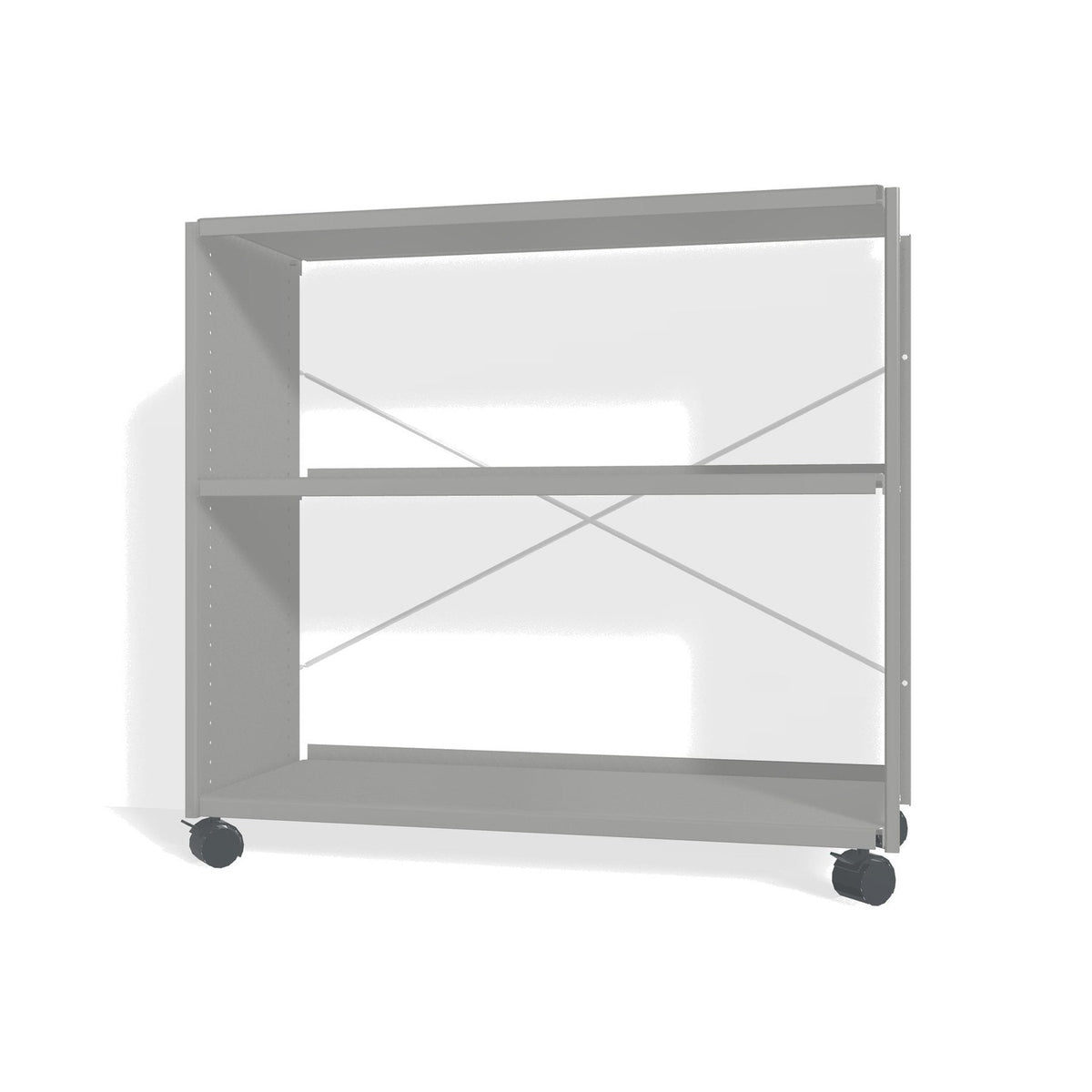Lehni Aluminium Shelf System Lowboard, open, on casters - White Aluminum - Lehni
