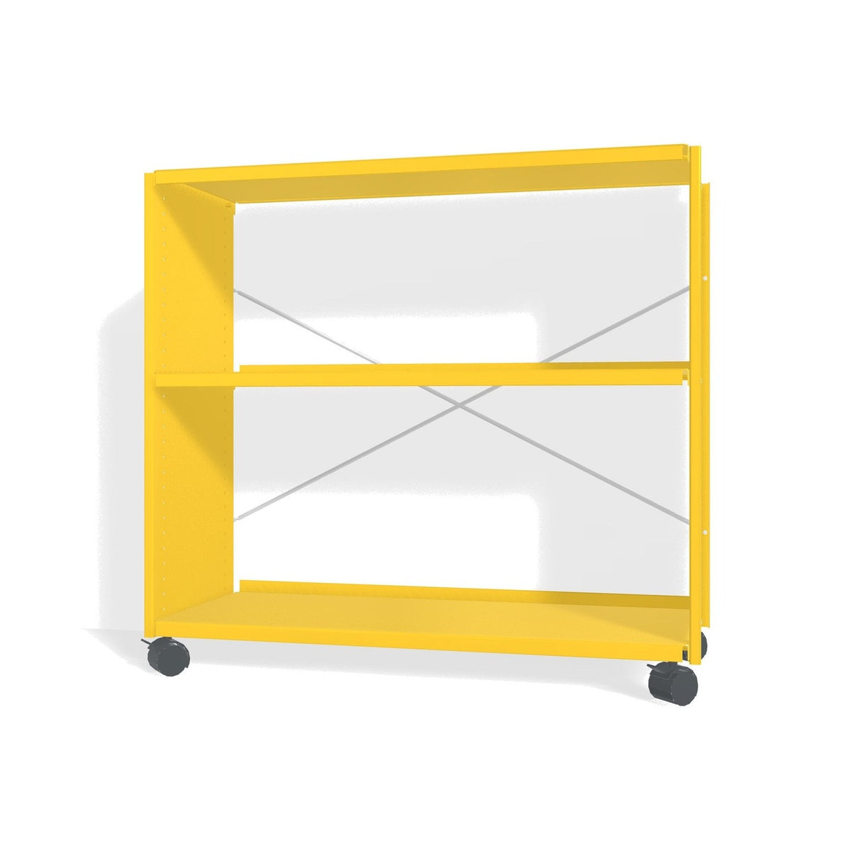 Lehni Aluminium Shelf System Lowboard, open, on casters - Zinc Yellow - Lehni