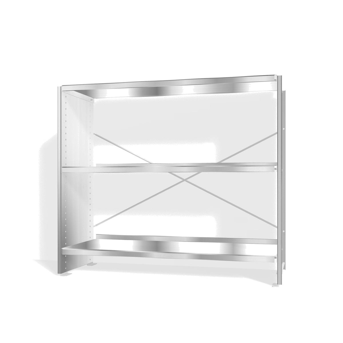 Lehni Aluminium Shelf System Lowboard, open - Blank Aluminum - Lehni