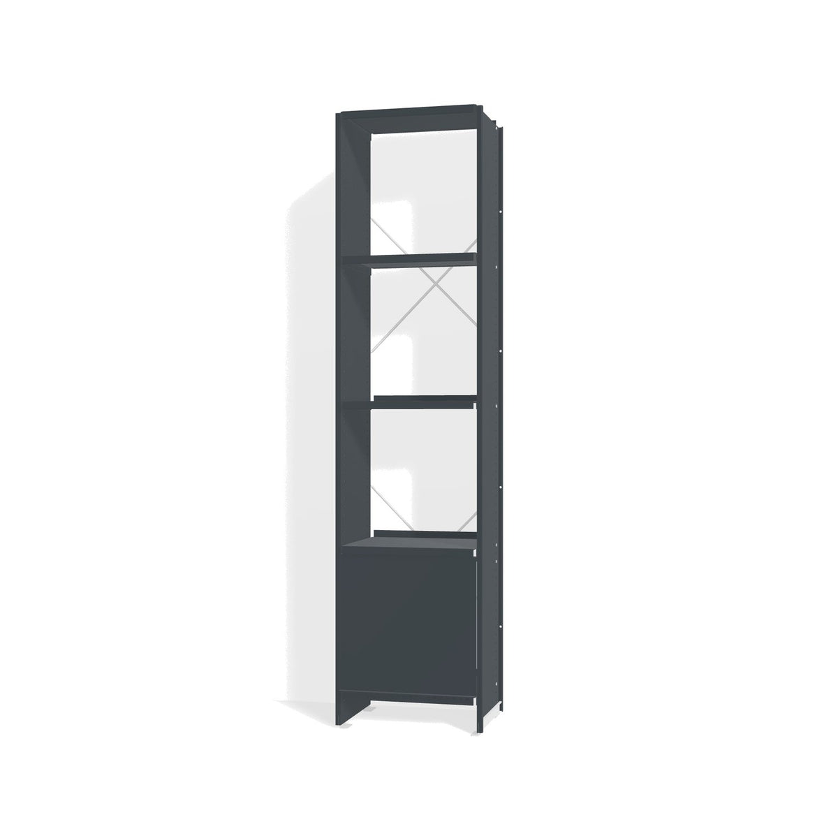 Lehni Aluminium Shelf System Narrow Shelf, with slide-in door - Anthracite - Lehni