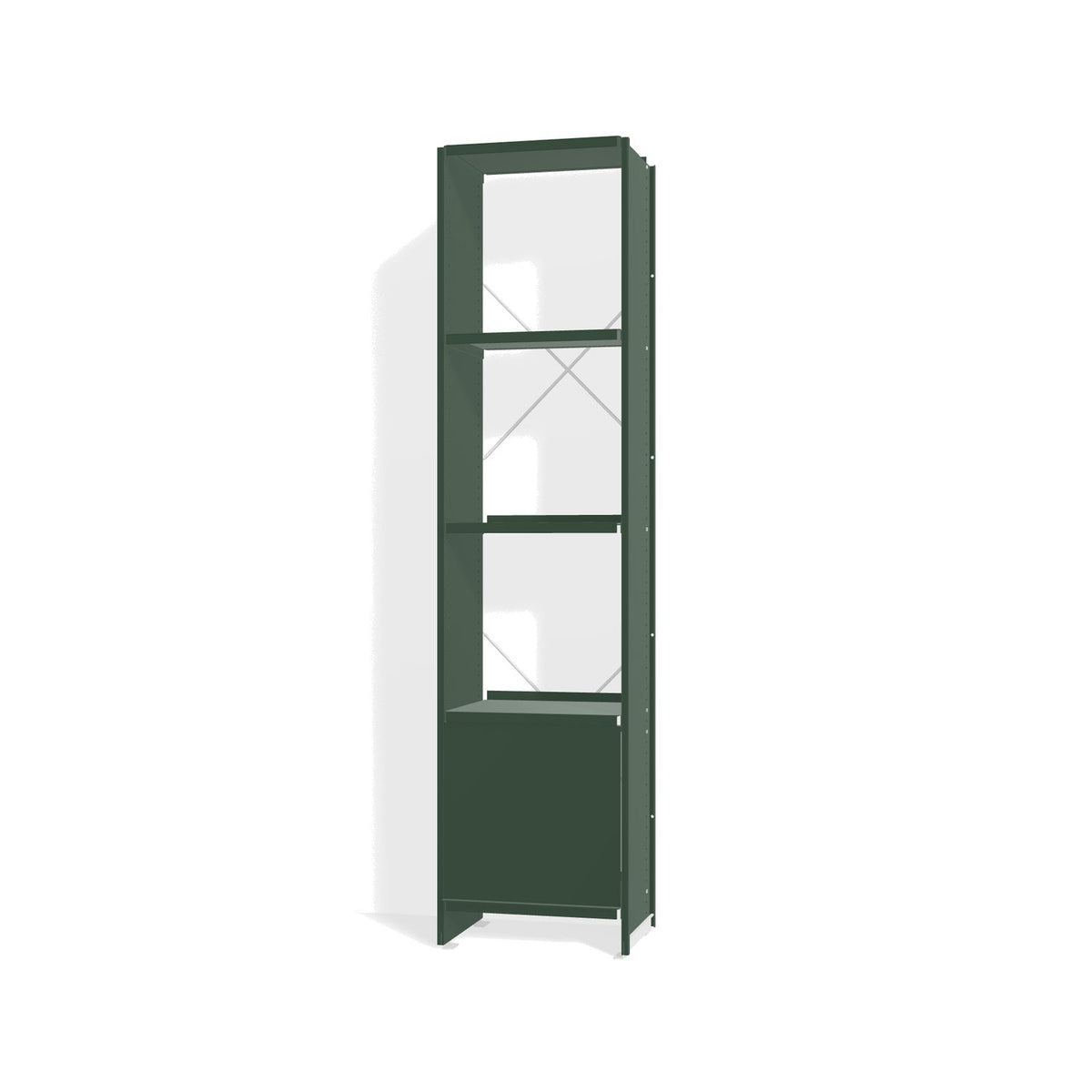 Lehni Aluminium Shelf System Narrow Shelf, with slide-in door - Fir Green - Lehni