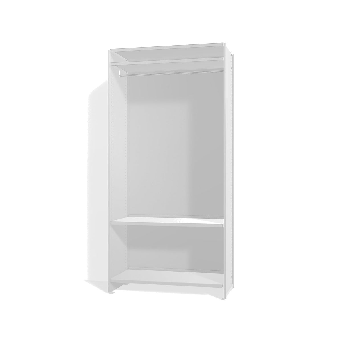 Lehni Aluminium Shelf System Wardrobe, with clothes rail and back panel - Colorless Anodized - Lehni