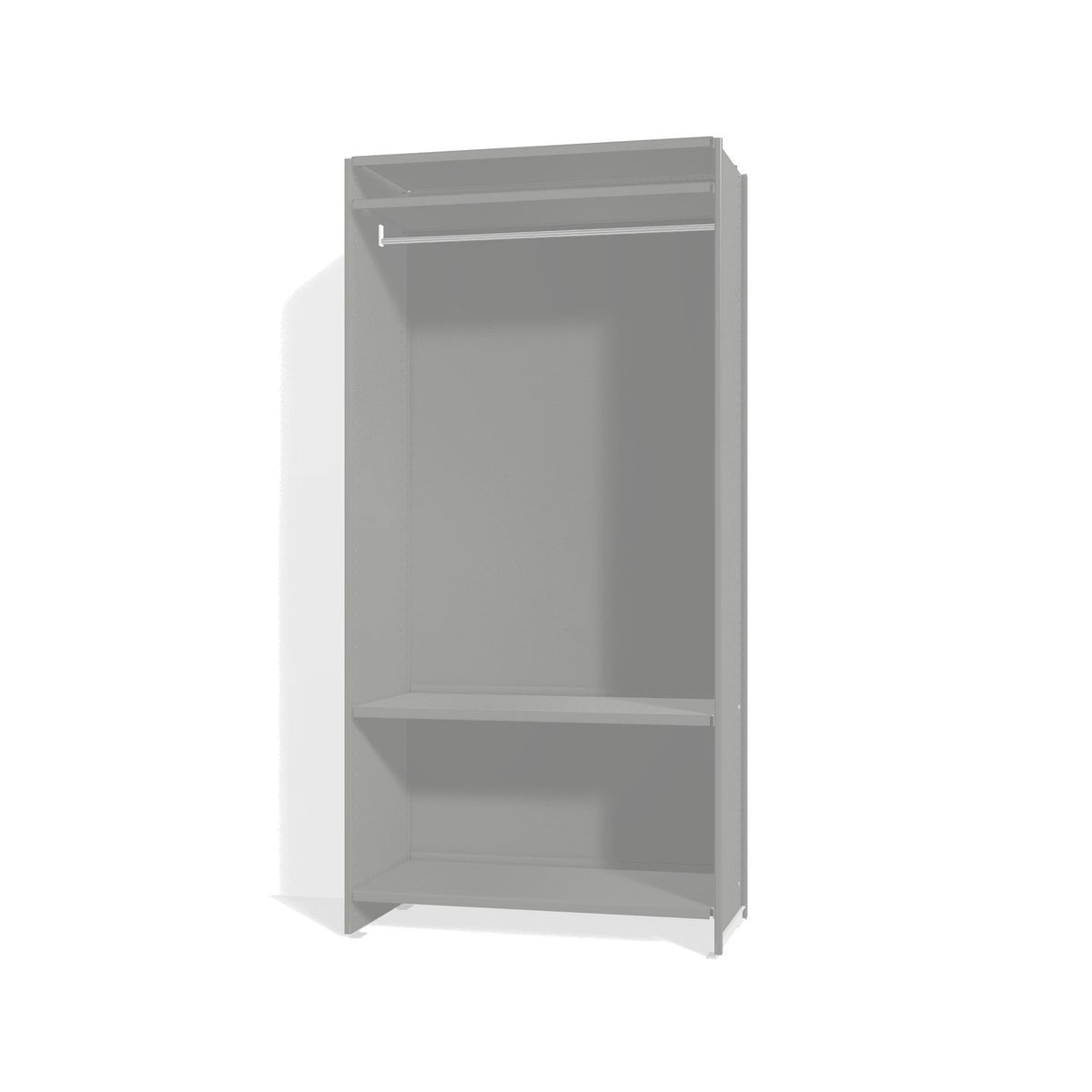 Lehni Aluminium Shelf System Wardrobe, with clothes rail and back panel - White Aluminum - Lehni