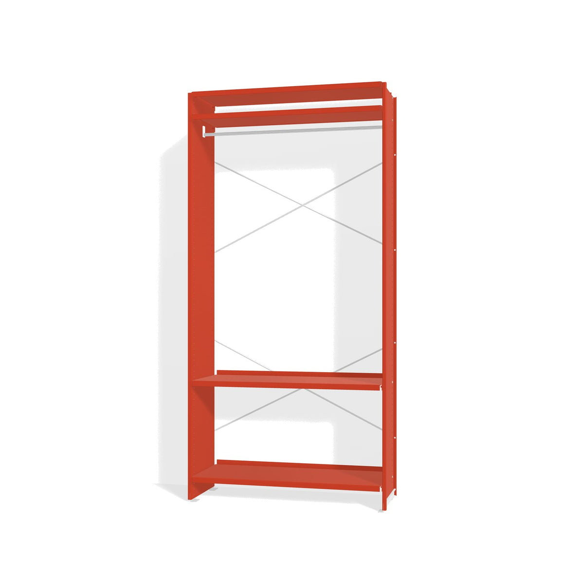 Lehni Aluminium Shelf System Wardrobe, with clothes rail - Vermilion - Lehni