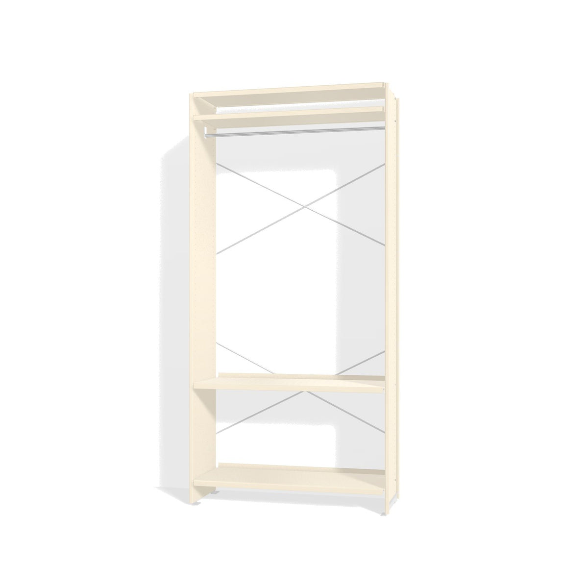 Lehni Aluminium Shelf System Wardrobe, with clothes rail - Pearl White - Lehni