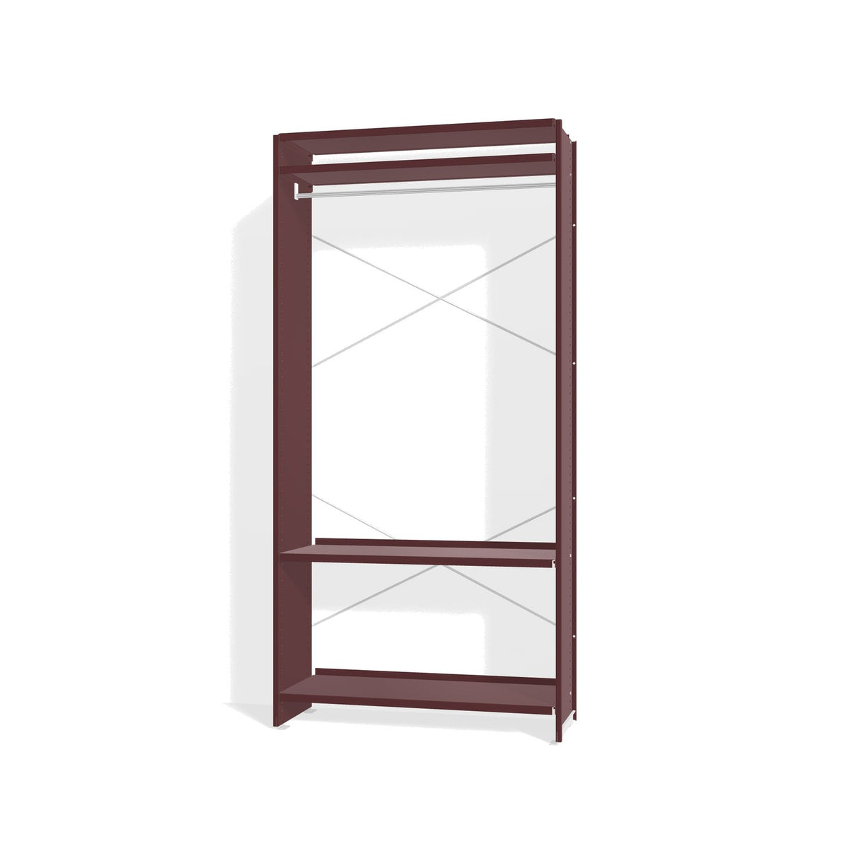 Lehni Aluminium Shelf System Wardrobe, with clothes rail - Black Red - Lehni