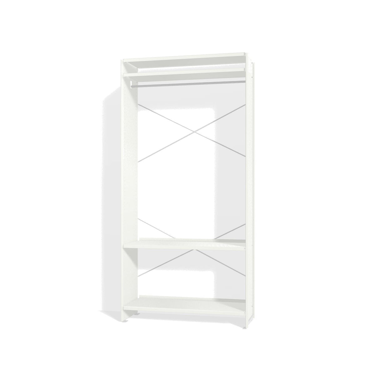 Lehni Aluminium Shelf System Wardrobe, with clothes rail - Signal White - Lehni