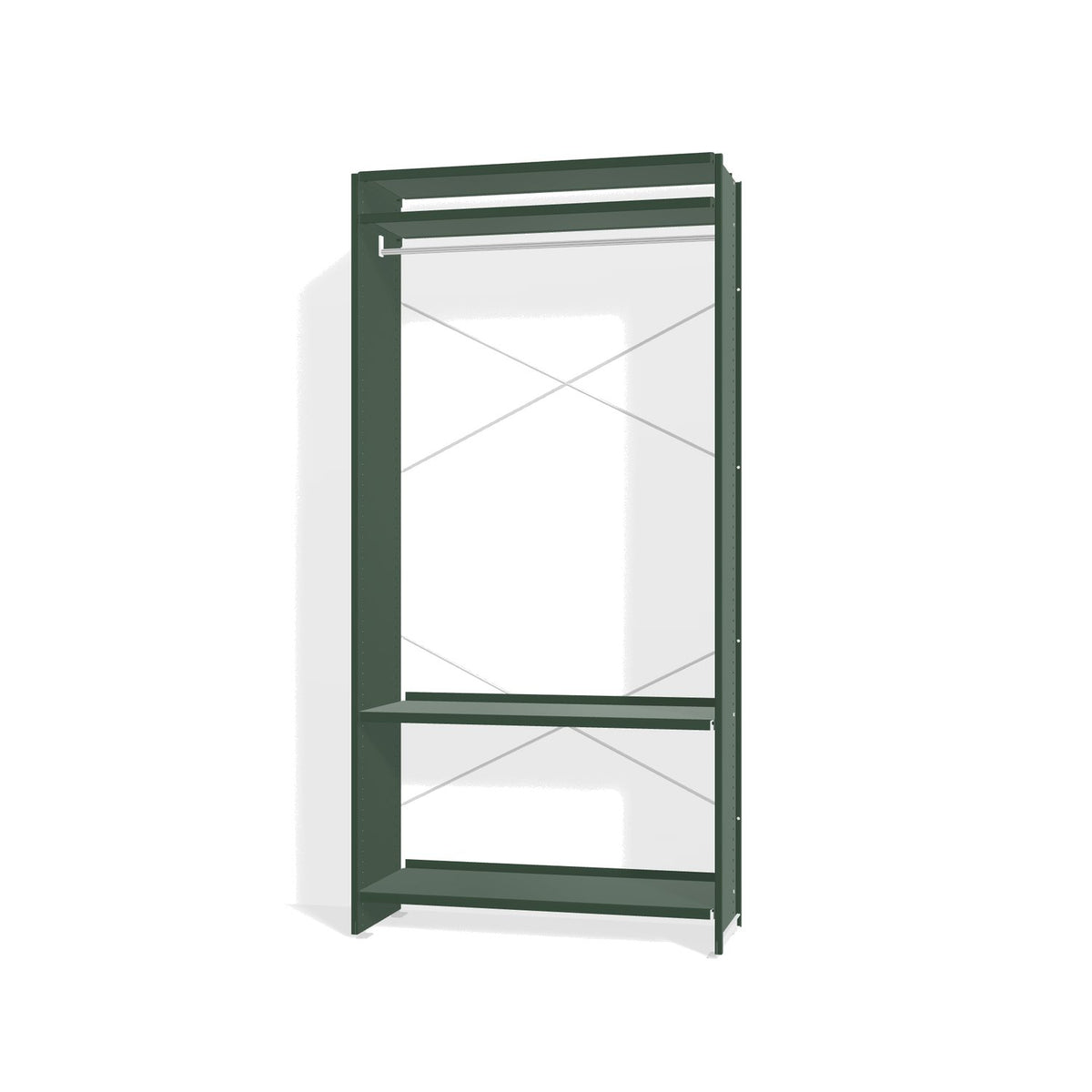 Lehni Aluminium Shelf System Wardrobe, with clothes rail - Fir Green - Lehni