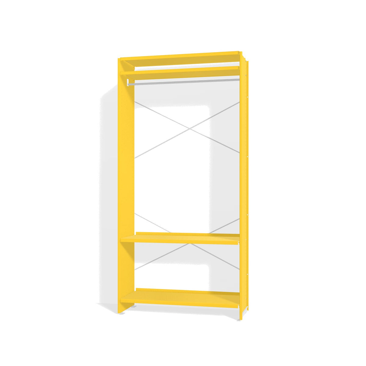 Lehni Aluminium Shelf System Wardrobe, with clothes rail - Zinc Yellow - Lehni