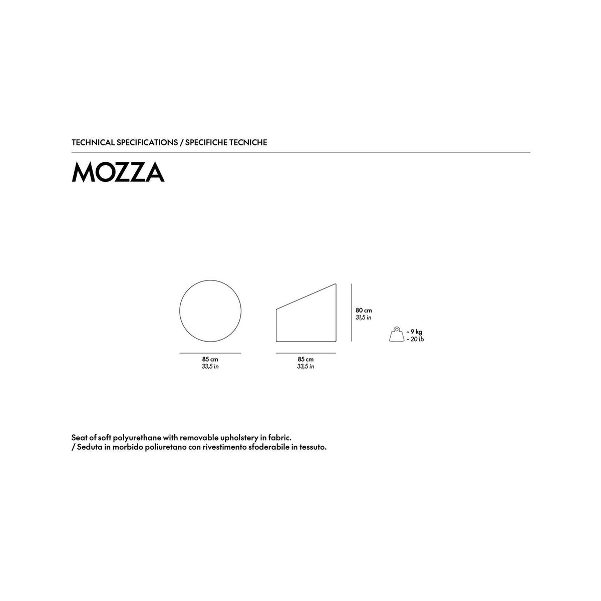 Mozza Pouf - Grey - Seating - Gufram