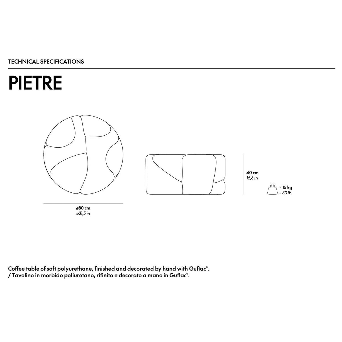 Pietre Coffee Table - Basalt Grey - Coffee & Side Tables - Gufram