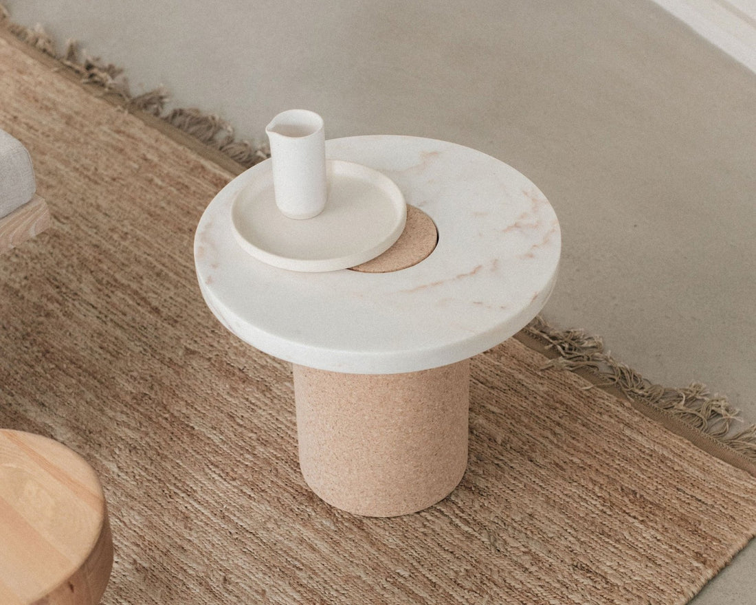 Sintra Table - White Marble / Cork - Small - Coffee & Side Tables - Frama