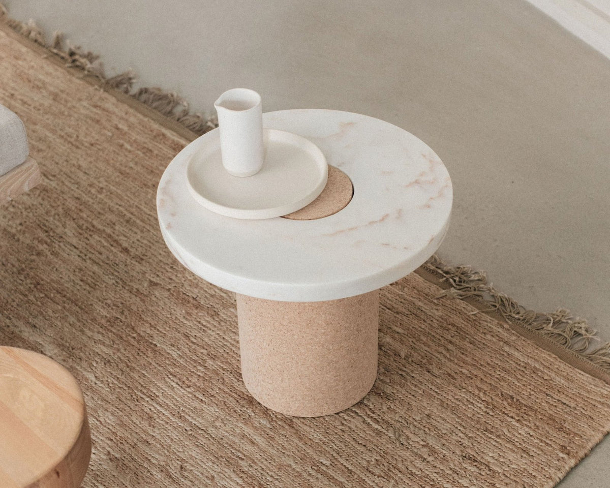 Sintra Table - White Marble / Cork - Small - Coffee & Side Tables - Frama