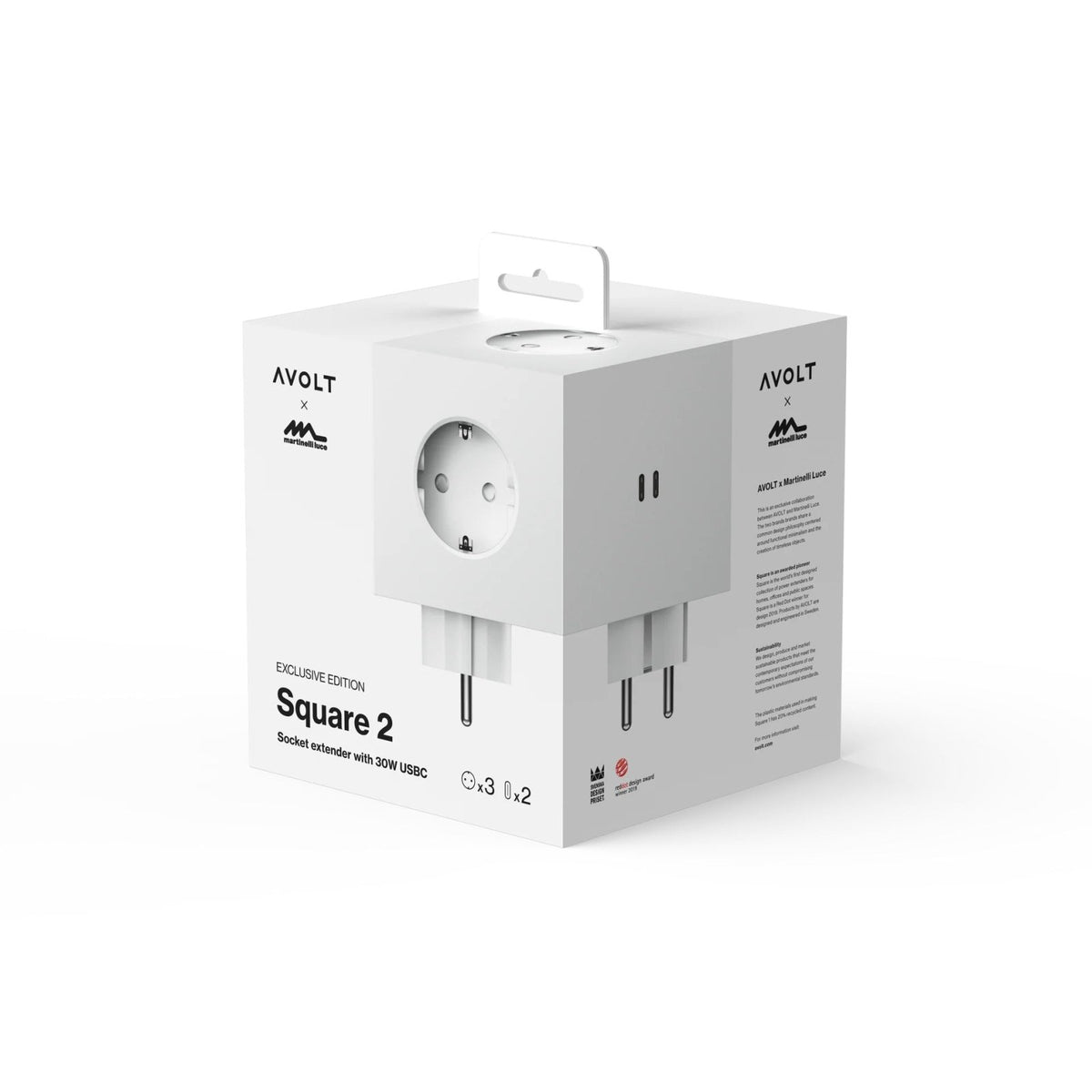 Square 2 USB C - Opal White - Dekoration - AVOLT