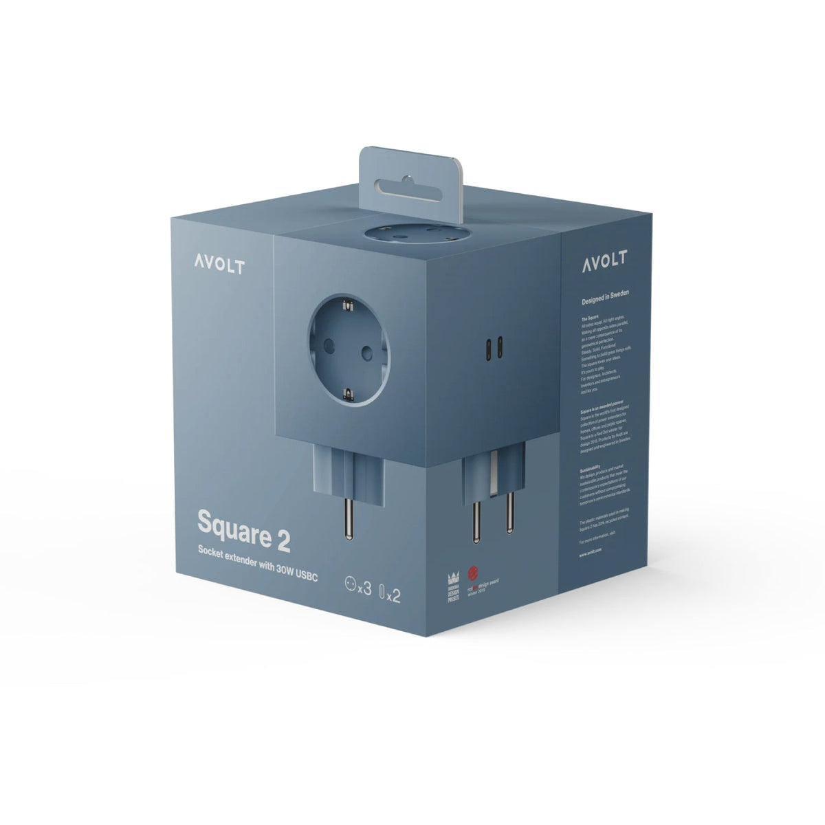 Square 2 USB C - Shark Blue - Dekoration - AVOLT