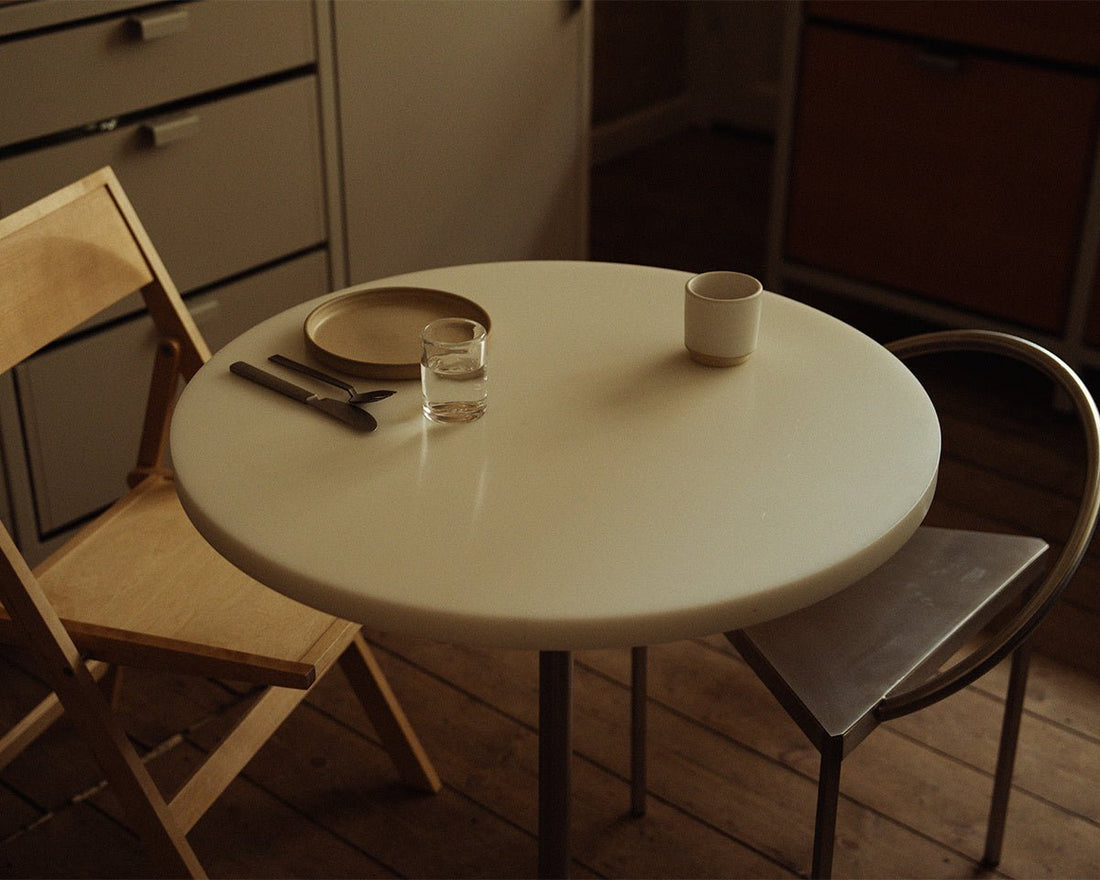 Table 57 - White / Stainless Steel - Ø70 - Dining Tables - Frama